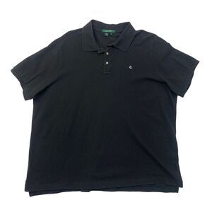 Lauren Ralph Lauren Polo Shirt Men 2X Big Black Cotton Hi Low Vented Green Label
